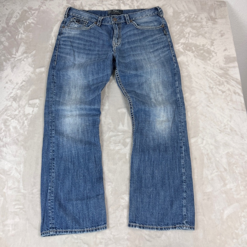 Y2K Silver Jeans Craig Mens 36x32 Blue Denim Bootcut Baggy Loose Western Grunge